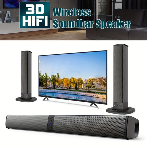 2-in-1 Detachable Wireless Soundbar for Smart TV – Surround Sound Bar with Bluetooth, RCA & AUX, Volume Control, Compatible with TV, PC, Gaming & Projectors