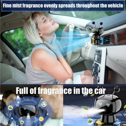 Robot Car Air Freshener USB Rechargeable – AI Expression Display, Auto Spray Synced to Car Start/Stop, 4-Level Fragrance Intensity Control, Green Gardenia Scent, Vent Clip Diffuser, Cute Car Decoration Gift