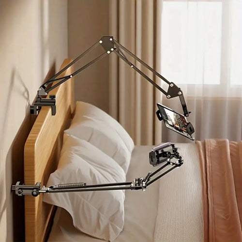 Long Arm Tablet Stand Phone Holder Flexible Gooseneck Desk Mount Bedside Tabletop Lazy Bracket 360 Rotation Compatible with iPad iPhone Samsung Smartphones Tablets Universal