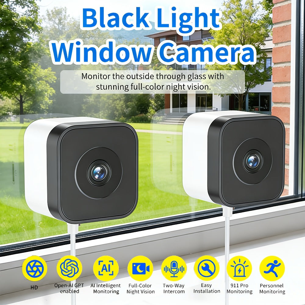 6MP Window Security Camera with AI Human Detection, 911 Emergency Alerts & Full-Color Night Vision – Dual Band 2.4GHz/5GHz WiFi, Smart Indoor Surveillance, Easy Install, 1/2 Pack