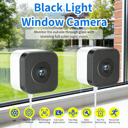 6MP Window Security Camera with AI Human Detection, 911 Emergency Alerts & Full-Color Night Vision – Dual Band 2.4GHz/5GHz WiFi, Smart Indoor Surveillance, Easy Install, 1/2 Pack