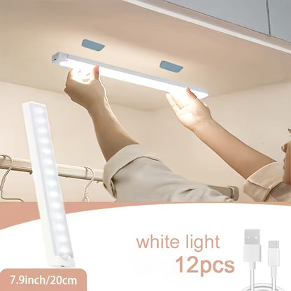 LED Motion Sensor Cabinet Lights USB Rechargeable 3 Modes – Wireless Night Light 6 9 12 Pack 3 Sizes for Bedroom Staircase Kitchen Office Piano Room Dance Studio Bedside Reading