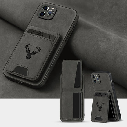 Wallet Phone Case for iPhone 16 Pro Max 16 Pro 16 Plus 16 15 14 13 12 11 Series Luxury PU Leather Flip Cover Card Holder Kickstand Magnetic Closure Moose Design – Men Women Gift