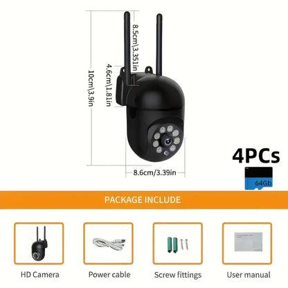 3MP AI Indoor Security Camera 4 Pack – Dual Band 2.4G/5G WiFi, AI Motion Detection with Audio Alert, Full-Color Night Vision, Two-Way Audio, Cloud Storage, Wall Mount Home Surveillance System