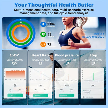 Smart Health Tracker Ring – Sleep Monitor, Steps Calories Body Temp Blood Pressure HRV Menstrual Cycle Tracking, iOS Android App, Sizes 7-13 | Rose Gold Black Silver