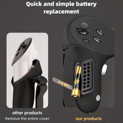 Meta Quest 3 & 3S Controller Grip Cover Silicone Hand Strap Protector - Anti-Throw Knuckle Strap Adjustable Battery Opening VR Controller Accessories for Meta Quest 3 and Quest 3S
