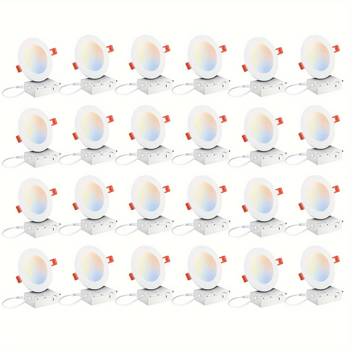 6 Inch LED Recessed Light 5CCT Selectable Dimmable - 12W 1050LM, 2700K-5000K, ETL Listed Slim Canless Downlight for Kitchen, Bedroom, Living Room & Office (6 / 24 / 48 / 72 / 96 Pack)
