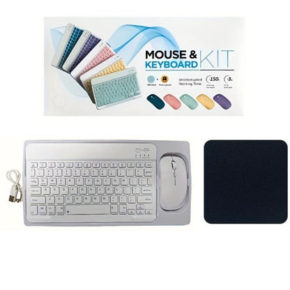 4-in-1 Wireless Keyboard and Mouse Set with Mouse Pad Quiet Rechargeable 2.4G USB Receiver for PC Laptop Tablet Phone Smartphone – Portable Compact Travel Office Keyboard Mouse Combo Bundle