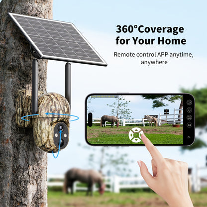 4G LTE Solar Trail Camera No WiFi Needed, Outdoor Security Camera 4K Night Vision, 360° Pan Tilt Live View, Two-Way Audio, Waterproof – Hunting Farm Ranch Wildlife Monitoring