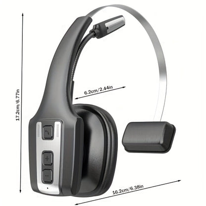 Trucker Bluetooth Headset Single Ear Noise Canceling Wireless Mono Headphone Type-C Charging Dual Device Connection for Teams Zoom Skype Office Calls Portable Lightweight Durable Black