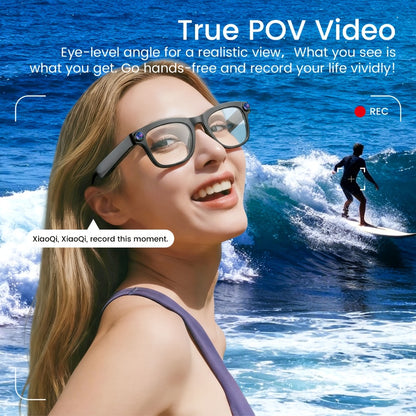 AI Smart Glasses Real-Time Voice Translation 100+ Languages - 2MP HD Camera, Bluetooth Calling & Music, Hands-Free Recording, Black & Clear Lens, Wearable Tech