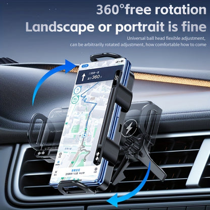 Car Wireless Charger Mount for Samsung Galaxy Z Fold 15W Auto-Clamping Fast Charging Holder – 360° Rotating Ball Joint, Air Vent & Center Console Mount, Super Capacitor Power-Off Delay | All Qi Phones