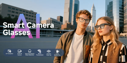 AI Translation Glasses with Camera 8MP HD Video & Photochromic Lenses – Voice Assistant | Object Recognition | Hands-Free Music & Calls | Wireless Smart Eyewear for Travel Business Daily Use | Tech Gift