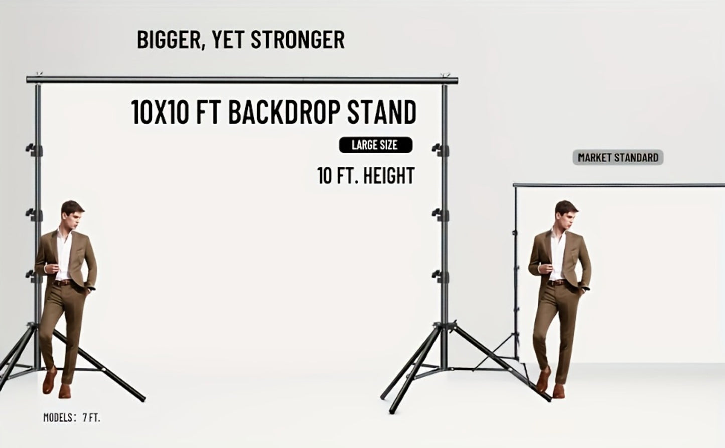 10x10ft Heavy Duty Backdrop Stand Kit - Photography Background Support System with 2 Stands, 4 Crossbars, 4 Clamps & Carry Bag for Photo Studio, Video Shoots, Parties & Events