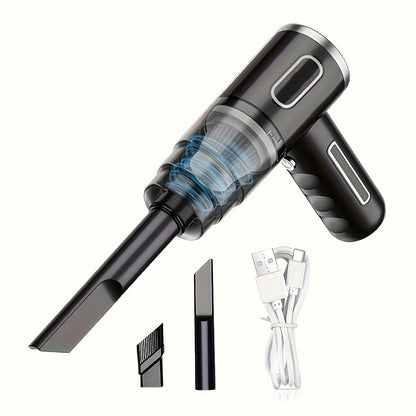 Cordless Mini Vacuum Cleaner 3KPa Strong Suction, USB-Powered Portable Handheld Vacuum with Long Reach Tube & Brush Heads, Lightweight Compact Design for Car, Home, Office, Keyboard, Electronics