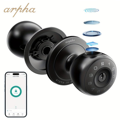 Arpha Smart Deadbolt Lock with Fingerprint Keypad & App Control - 4-in-1 Keyless Entry Door Lock, Auto-Lock, Passage & Privacy Mode, 50 Fingerprints & Codes, Zinc Alloy, Easy DIY Install