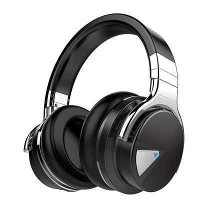 Active Noise Cancelling Over-Ear Headphones MIGHTY ROCK, Wireless Bluetooth 5.2 with 45mm Drivers Deep Bass, 30H Playtime Built-in Mic, Foldable Protein Earpads Headset for Travel Work Study Flight