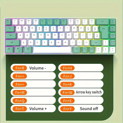 RGB Gaming Keyboard 68 Key Wired Mechanical Feel with RGB Backlight Film Switch Keycap Detachable Cable Compact TKL Layout for Gaming Office PC – 61/68 Key Multi-Color Options (K701)