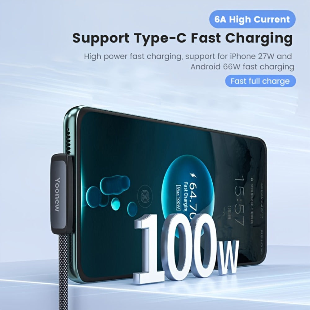 Right Angle 90 Degree USB-C to USB-C Cable 100W PD Fast Charging – Elbow Type-C Charger Cord Oxygen-Free Copper for iPhone 16 15 Samsung Galaxy MacBook Android Laptop | Data Sync Right Angle Charger