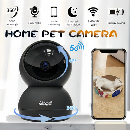 2K 4MP Indoor Security Camera 360° Full View, Dual Band 5G/2.4G WiFi, AI Motion Detection, Night Vision, Two-Way Audio, App Monitoring – Home & Office Surveillance