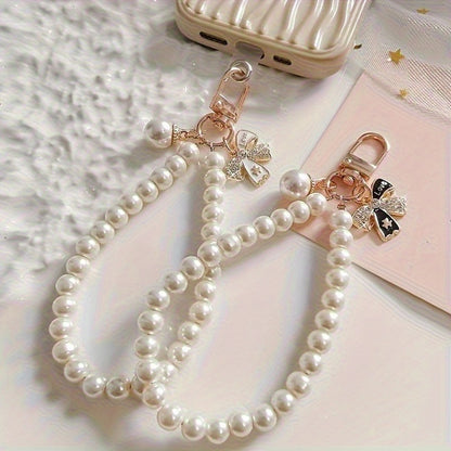 Butterfly Beaded Phone Lanyard Bracelet Keychain Set 3-in-1 Cute Wrist Strap Pendant Charm – Aesthetic Phone Accessory Gift for Women Girls Teens Birthday Valentine
