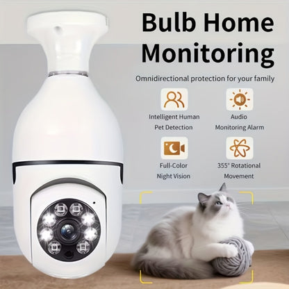 Light Bulb Security Camera 4MP 360° Panoramic 2-Pack, Dual-Band 5GHz/2.4GHz WiFi, Night Vision, Two-Way Audio, App Control – Indoor Home Garage Nanny Pet Cam