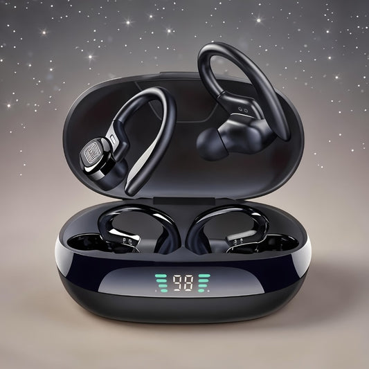 LED Screen Wireless Earbuds Bluetooth 5.4 with Condenser Microphone, Auto Pairing Long Battery Life, Compatible with Android iOS, for Sports Gaming Riding Driving, Gift for Couples Friends