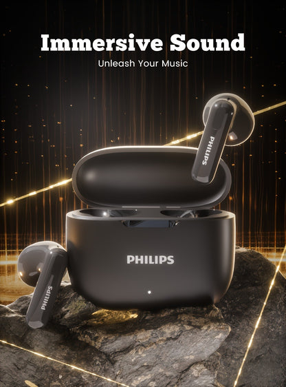Philips TAT1220 Bluetooth 6.0 Wireless Earbuds ANC Active Noise Cancelling, 360° Surround Sound Open Design Touch Control Type-C Charging, In-Ear Headphones for Sports Daily Use Phone Camping Outdoor