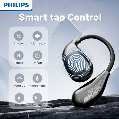 Philips TAT2769 Earhook Running Earbuds Bluetooth 5.4 Noise Cancelling Mic Secure Sport Fit Over-Ear Wireless Headset for Running Sports Gym Black White Blue