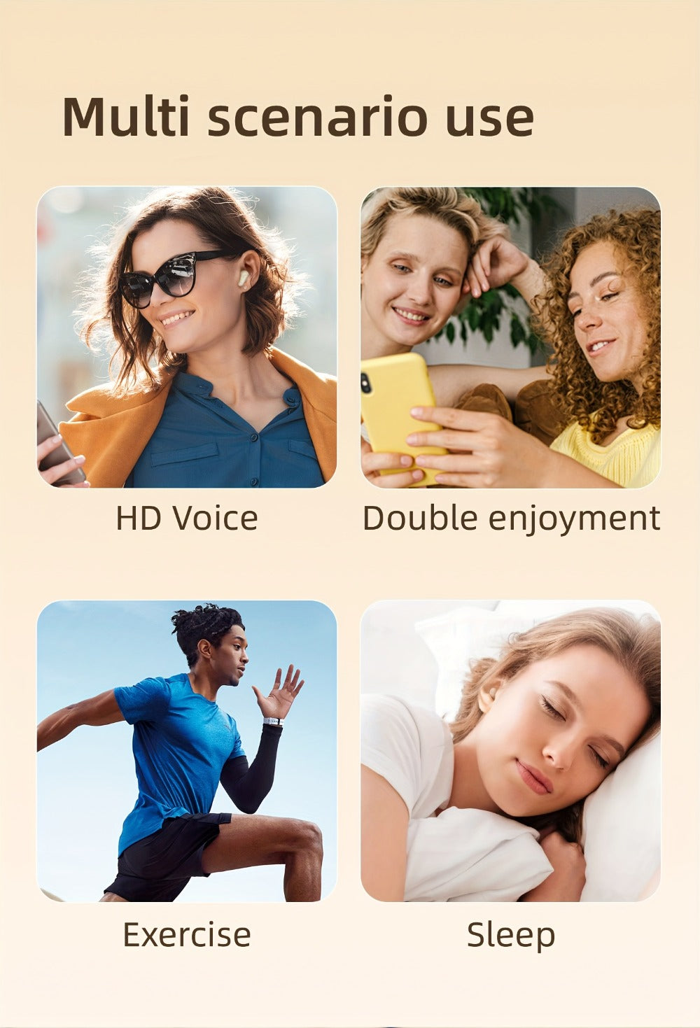 Sleep Mini Earbuds 2 Pairs Wireless Bluetooth In-Ear Headphones Long Battery Life HD Calling 3 Colors Sport Use Single Compartment Case All Seasons