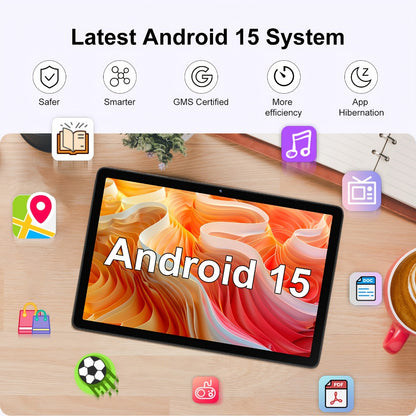 Android 16 Tablet 10.1 Inch Octa-Core 7000mAh Battery 1280x800 IPS Display 8GB RAM 128GB ROM Dual Camera 8MP 5MP Type-C Split Screen Wi-Fi Tablet PC Grey for Work School Entertainment