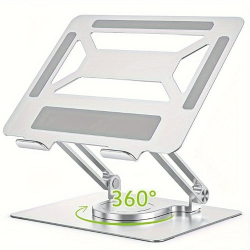 360° Swivel Ergonomic Laptop Stand Adjustable Foldable Compatible with MacBook Pro Air and All Laptops up to 17 Inch Portable Desk Riser for Home Office Remote Work Presentations Black Silver