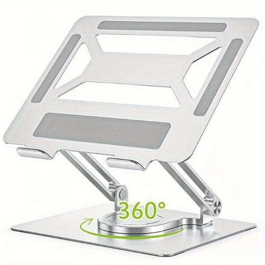 360° Swivel Ergonomic Laptop Stand Adjustable Foldable Compatible with MacBook Pro Air and All Laptops up to 17 Inch Portable Desk Riser for Home Office Remote Work Presentations Black Silver