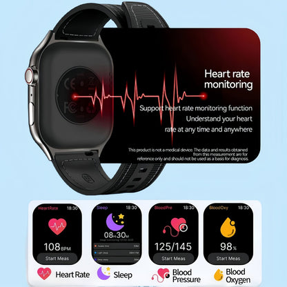 2.01 Inch Curved Screen Smartwatch Bluetooth 5.3 HD Calling Built-In Games Voice Assistant 100 Sport Modes Magnetic Charging Heart Rate Blood Oxygen Sleep Tracker Full Touch Classic Design Black Blue Silver