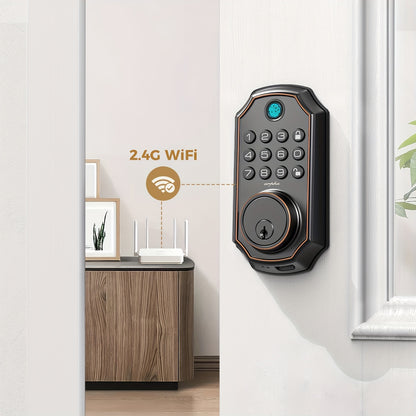 100 Code Keypad Door Lock Smart Keyless Entry Deadbolt – Anti-Peep Password, One-Touch Auto Lock, Fingerprint & WiFi Options, Zinc Alloy Front Door Lock, Easy Install, Low Battery Alarm, Black Silver