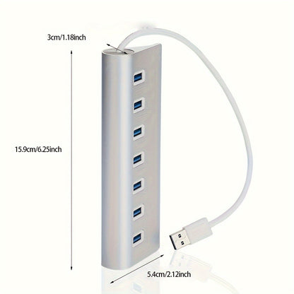 7-Port USB 3.0 Hub 5Gbps Data Splitter for Office, PC, Laptop, MacBook – High-Speed USB Expander with Individual Port Extension, Plug and Play, No Driver Needed