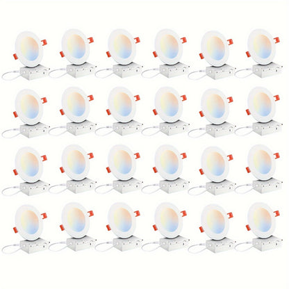 6 Inch LED Recessed Light 5CCT Selectable Dimmable - 12W 1050LM, 2700K-5000K, ETL Listed Slim Canless Downlight for Kitchen, Bedroom, Living Room & Office (6 / 24 / 48 / 72 / 96 Pack)