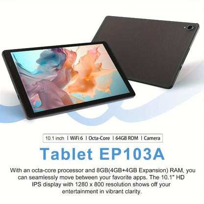 Android 16 Tablet 10.1 Inch Octa-Core 7000mAh Battery 1280x800 IPS Display 8GB RAM 128GB ROM Dual Camera 8MP 5MP Type-C Split Screen Wi-Fi Tablet PC Grey for Work School Entertainment