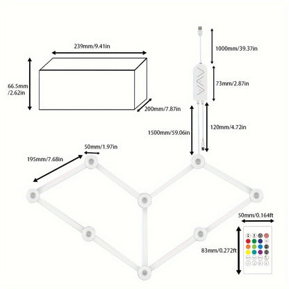 Modular LED Atmosphere Light 9pcs Starry Sky RGB – Freely Splicing, Music Sync, App & Voice Control | Gaming Room, Esports, Bedroom & Streaming Wall Decor Ambient Light