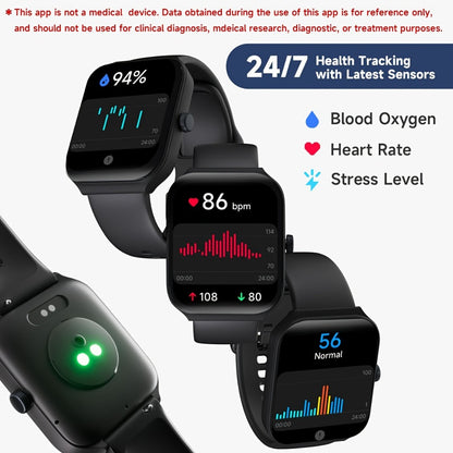 Alexa Built-in Smartwatch 1.95 Inch 360p Large Screen 100+ Sport Modes Wireless Calling Step Counter Sleep Tracker Health Monitoring USB Rechargeable Wristband Compatible with Android iPhone – Black