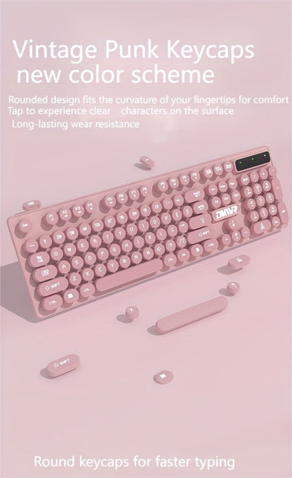 Retro Punk Keyboard and Mouse Set 104 Keys Silent Mechanical Feeling 6D Macro Mouse USB Wired Ergonomic Design for PC Laptop Desktop Gaming Office Home Creative Workstation