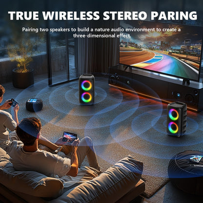 Karaoke Machine with LED Lights Bluetooth Speaker PA System – Portable Adult Singing Speaker with Wired Microphone or Wired + Wireless Mic, Supports TF Card, USB, AUX Input, TWS Connection