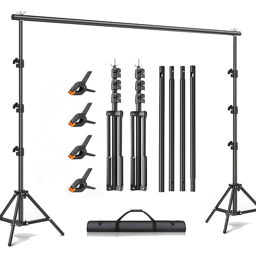 Multi-Size Adjustable Backdrop Stand Kit 10x10ft & 6.5x6.5ft – Heavy Duty Sturdy Background Support System for Photo Studio, Wedding, Party & Event Photography, Quick Setup Design