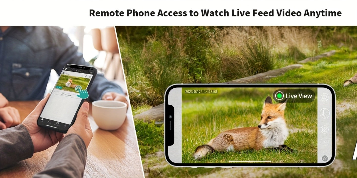 4G LTE Cellular Trail Camera Solar Powered with Night Vision & HD Live View – Built-in SIM Card, 0.2s Trigger Speed, IP65 Waterproof, No WiFi Needed, Hunting & Wildlife Camera