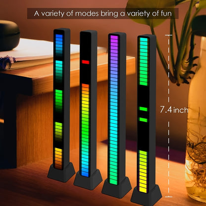 RGB LED Light Bars with Music Sync 2/4 Pack Voice Control USB Powered Smart Rhythm Lights for Gaming Room PC Desk TV Backlight Home Office Bedroom Atmosphere Decoration
