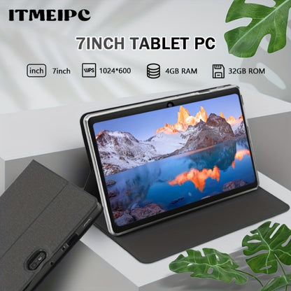 7 Inch Android 14 Tablet 4GB RAM 32GB Storage Quad-Core Cortex-A53 WiFi 6 3500mAh Battery Dual Cameras IPS Display Compact Portable Tablet PC for Kids Adults Students – Grey