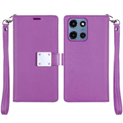 Moto G 5G 2025 Wallet Case PU Leather Folio with 5 Card Slots Cash Pocket Magnetic Closure Kickstand for Motorola Moto G 5G 2025 – NOT for 2024/2023/2022