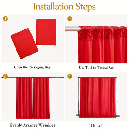 Photography Backdrop 4-Pack 5x10ft Polyester Spandex Background Cloth | Wrinkle-Resistant, Soft & Smooth with Pole Pockets | Wedding, Birthday, Banquet, Party & Event Decoration Curtains