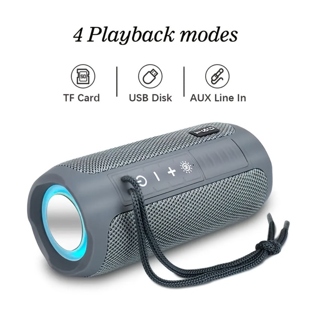 TG227 Portable Bluetooth Speaker with LED Breathing Light, TWS Stereo Sound, USB-C Rechargeable, Wireless Speaker for Outdoor Camping, Hiking, Gatherings