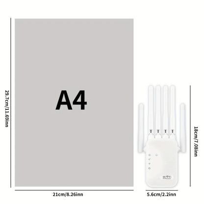 Ourlife WiFi Extender 11000 Sq Ft 6-Antenna 360° - 2.4GHz Signal Enhancer with Ethernet Port, Plug and Play, for Home Shopping Mall Coffee Shop Hotel Large Area Coverage